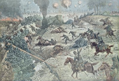 British Cavalry Cutting a Railway Line in a Battle with Turkish Troops in Palestine, Illustration from 